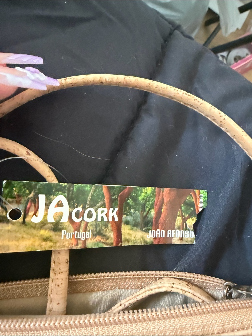 Natural Cork Shoulder Bag in Light Tan - Picture 3 of 6